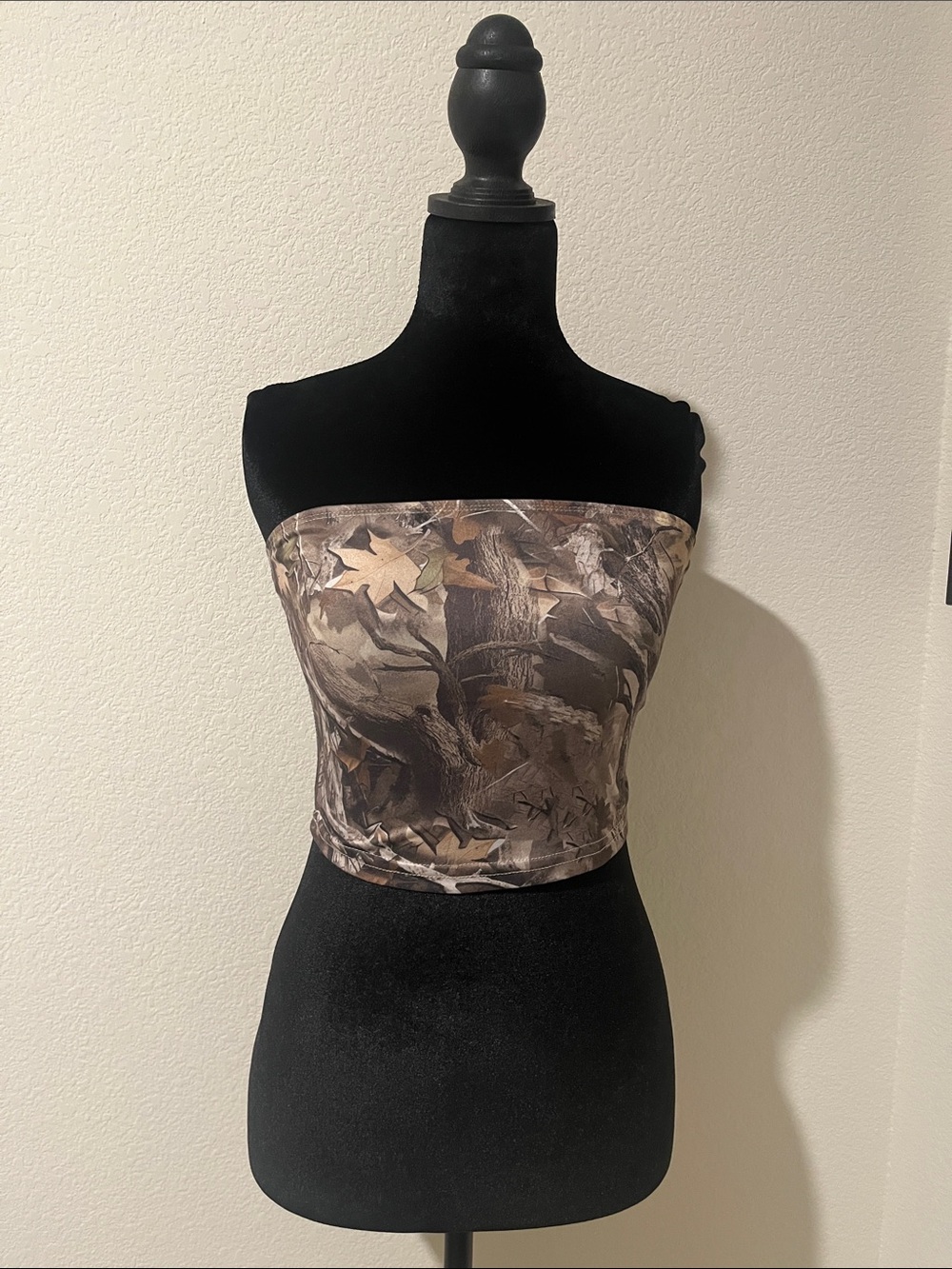 Strapless Camo Print Tube Top - Brown